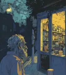 Old man watching a coffeeshop